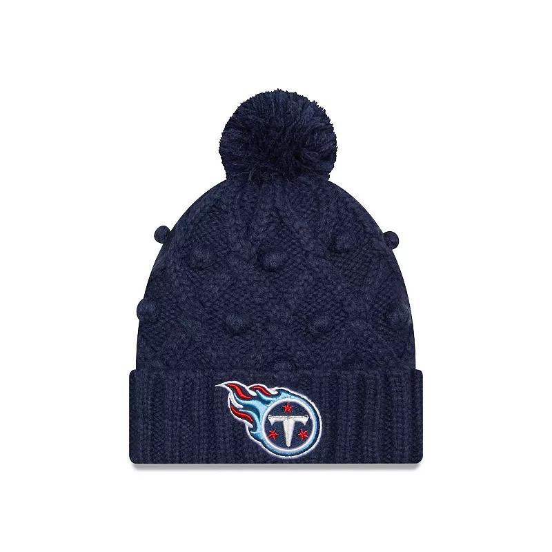 Womens New Era Tennessee Titans Toasty Cuffed Knit Hat with Pom, Blue Product Image