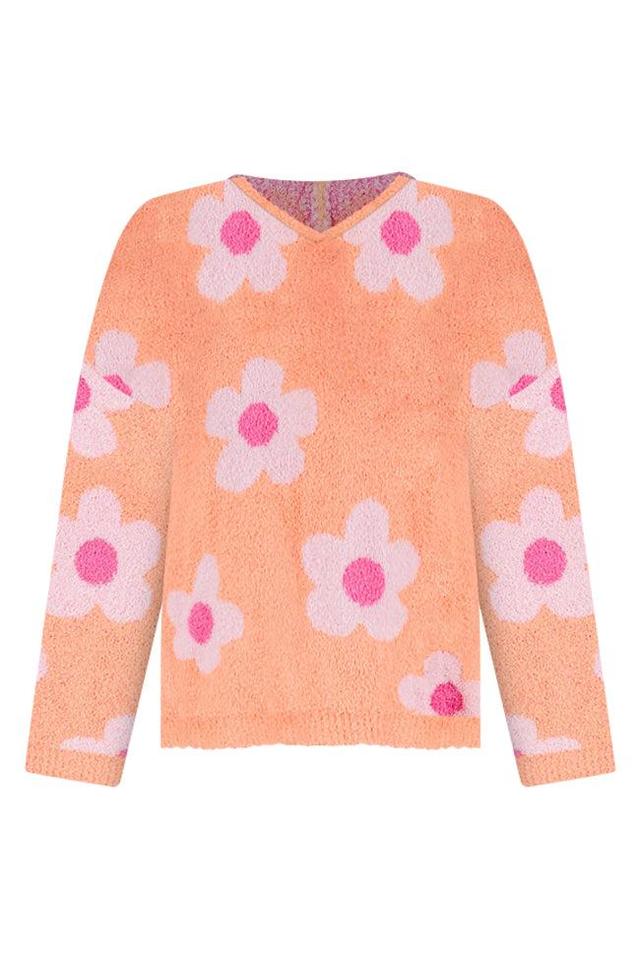 Movies and Chill Fuzzy Orange and Pink Flower Hoodie FINAL SALE Product Image