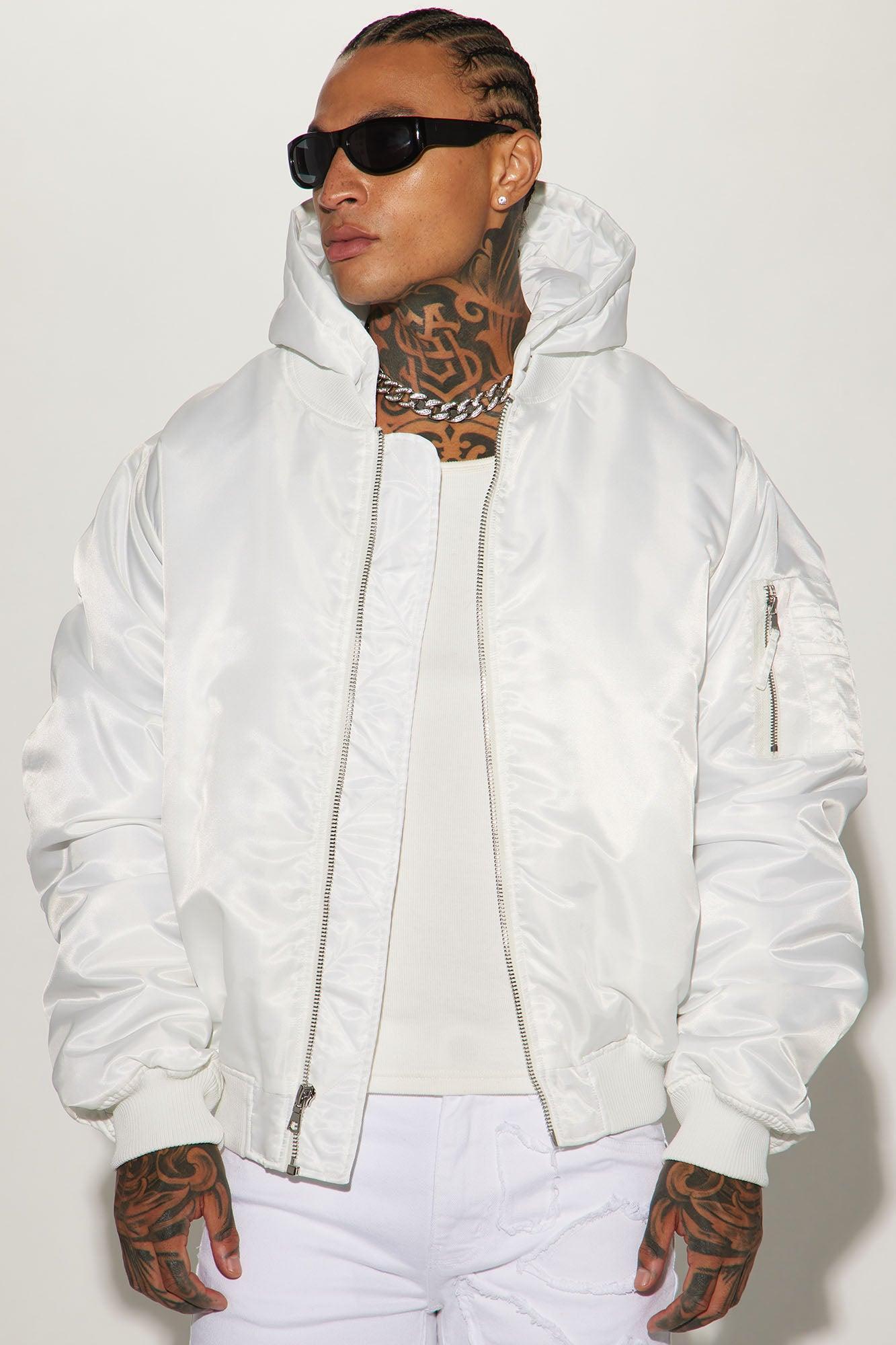 Pecos Hooded Bomber Jacket - White Product Image