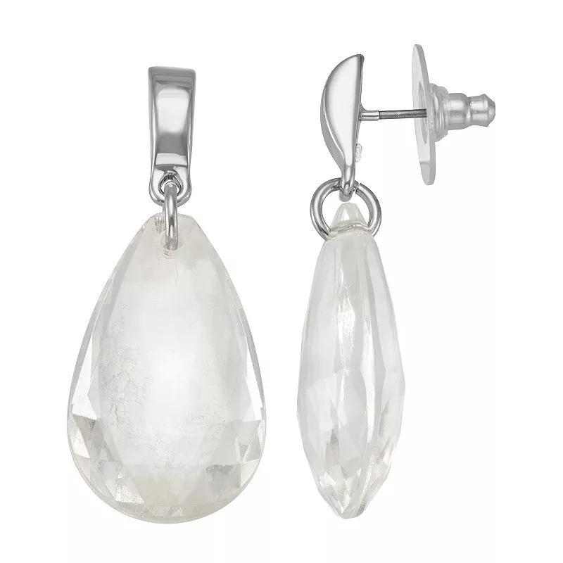 Simply Vera Vera Wang Silver Tone Clear Stone Drop Earrings, Womens Product Image