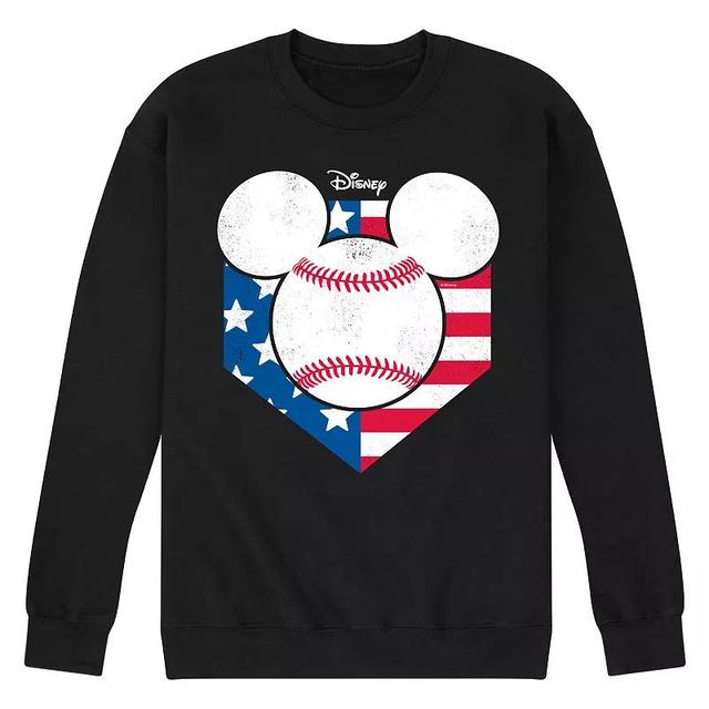 Disneys Mickey Mouse Mens Baseball Flag Fleece Sweatshirt Blue Product Image