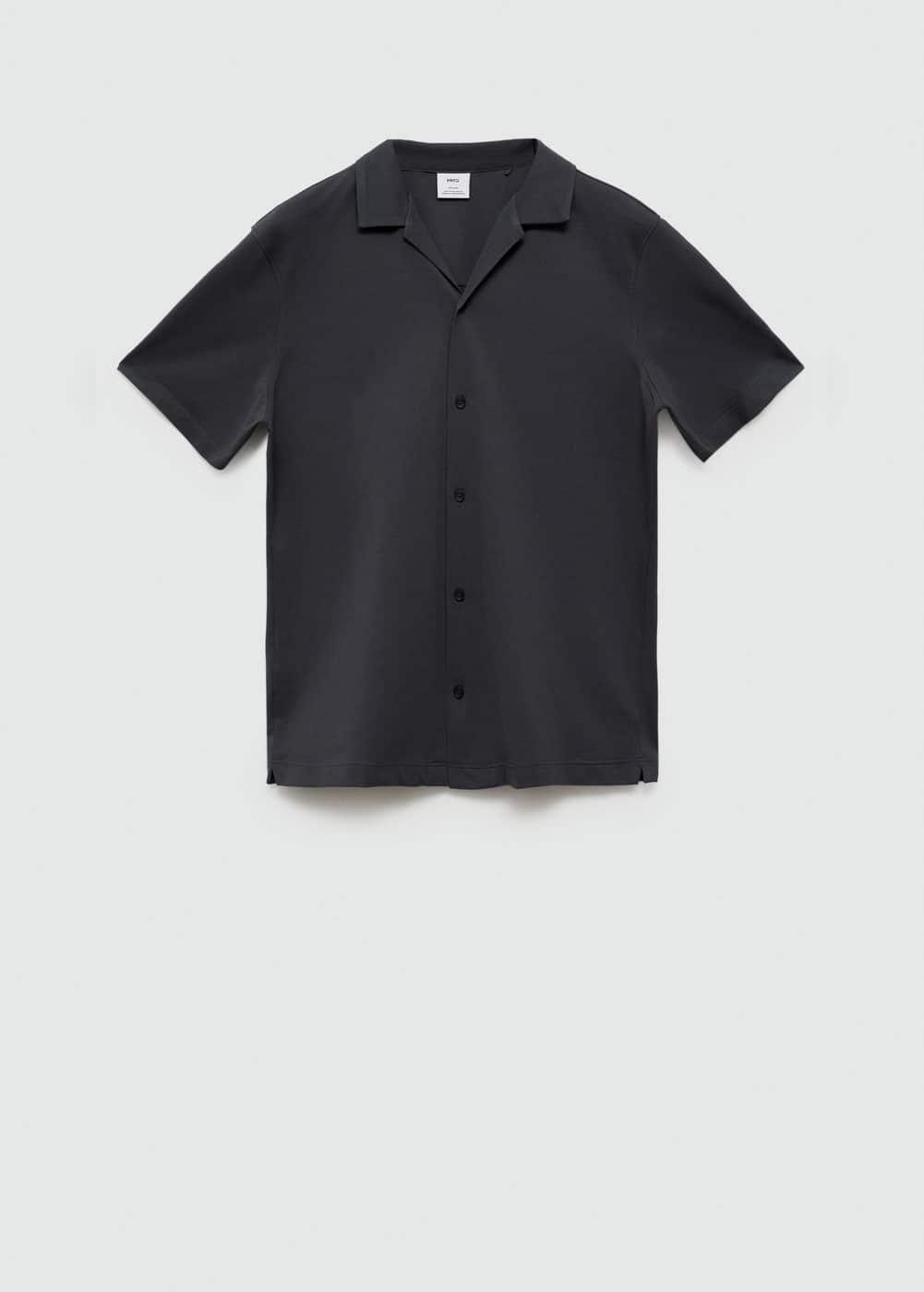 Short sleeved cotton shirt - Men | MANGO USA Product Image