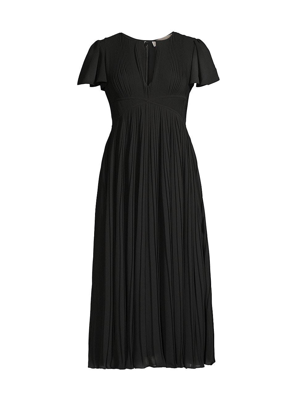 Womens Pleated Short-Sleeve Midi-Dress Product Image