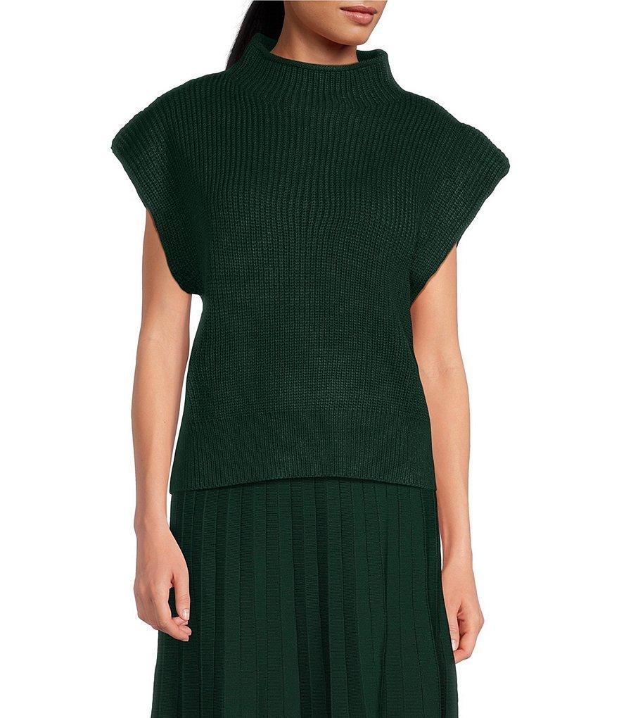 En Saison Karalie Knit Mock Neck Sleeveless Sweater Vest Top Product Image