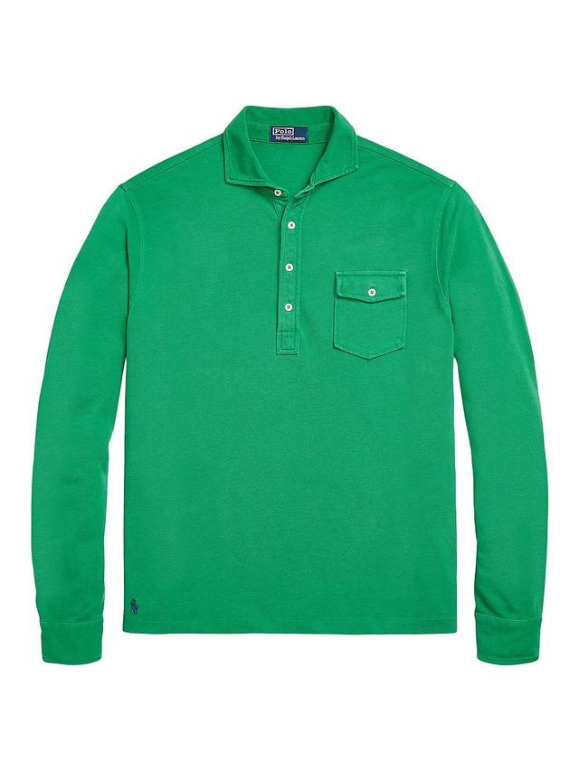 Mens Long-Sleeve Mesh Polo Shirt Product Image