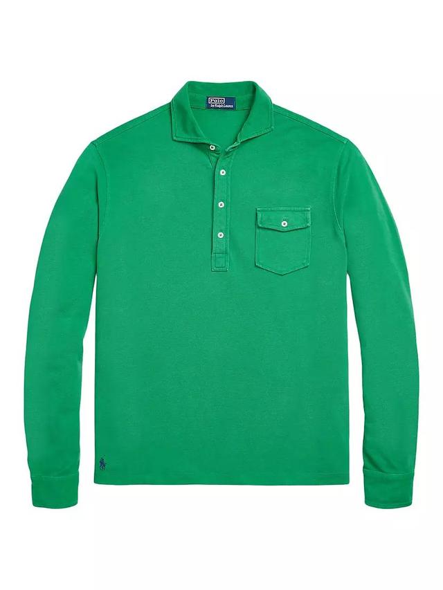 Long-Sleeve Mesh Polo Shirt Product Image