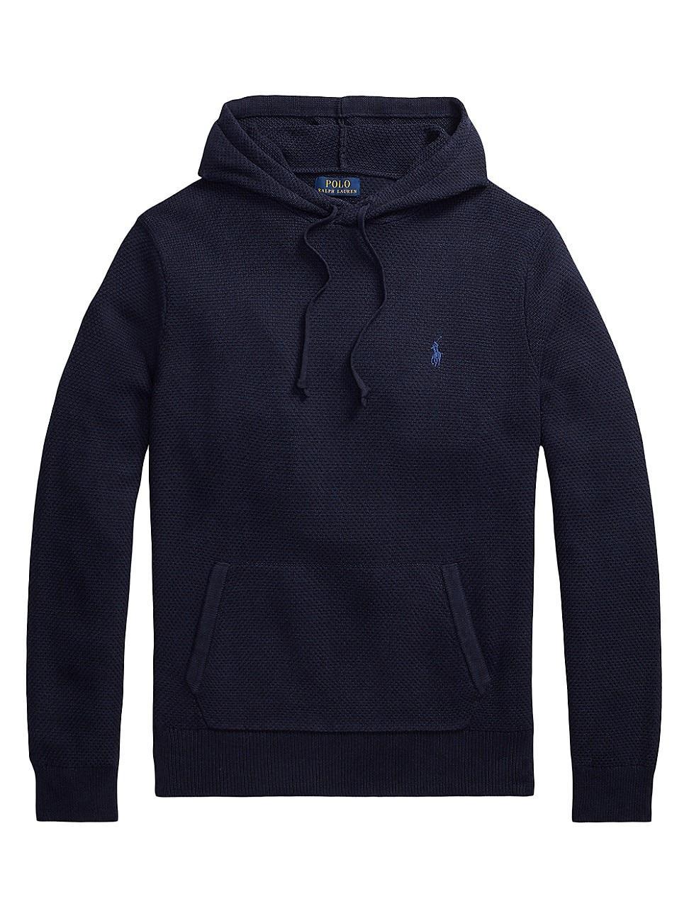 Polo Ralph Lauren Woven-Stitch Cotton Hooded Sweater HTHR) Men's Sweater Product Image