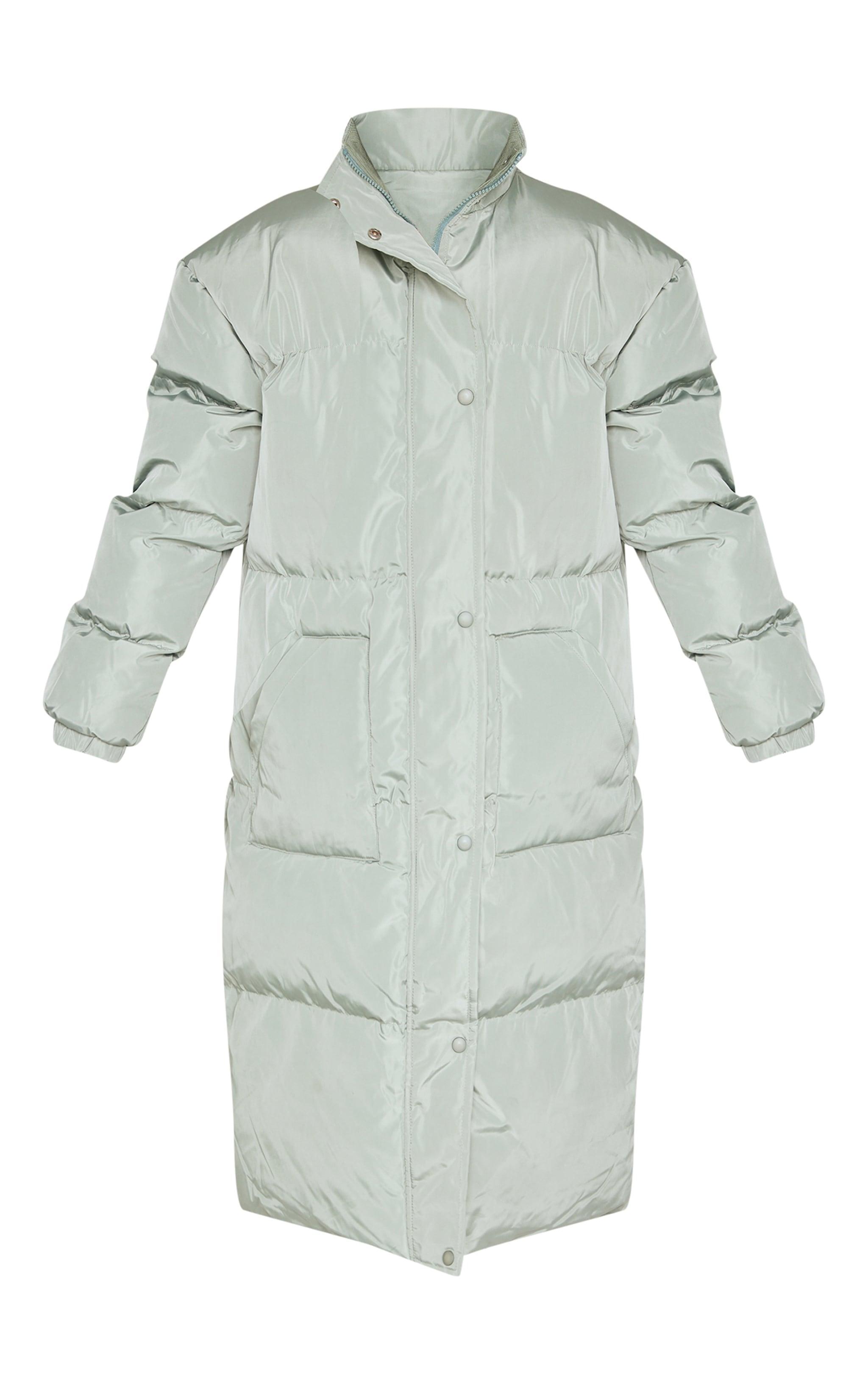 Petite Sage Green Maxi Puffer Coat Product Image