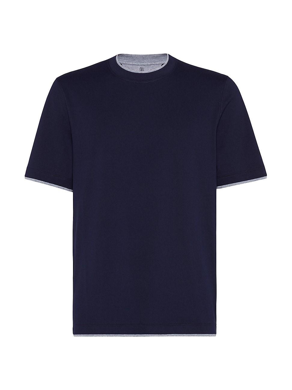 Mens Cotton Jersey Crewneck T-Shirt with Faux Layering Product Image