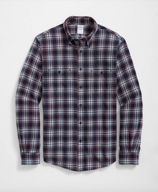 Denim Yard Work Shirt in Red Plaid Cotton Product Image