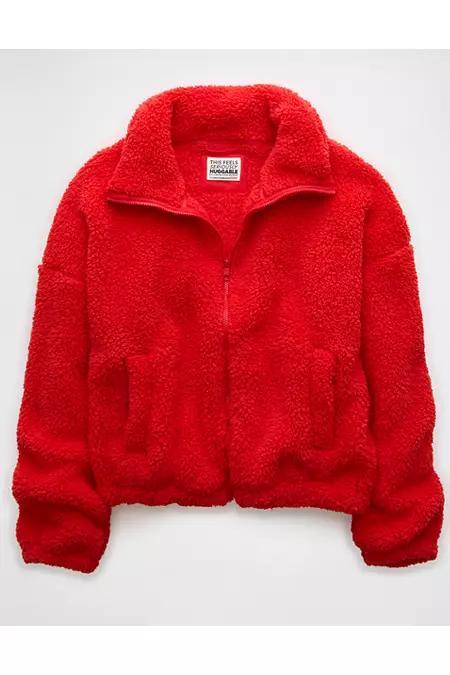 AE Zip-Up Bear Hug Sherpa Sweatshirt Womens Product Image