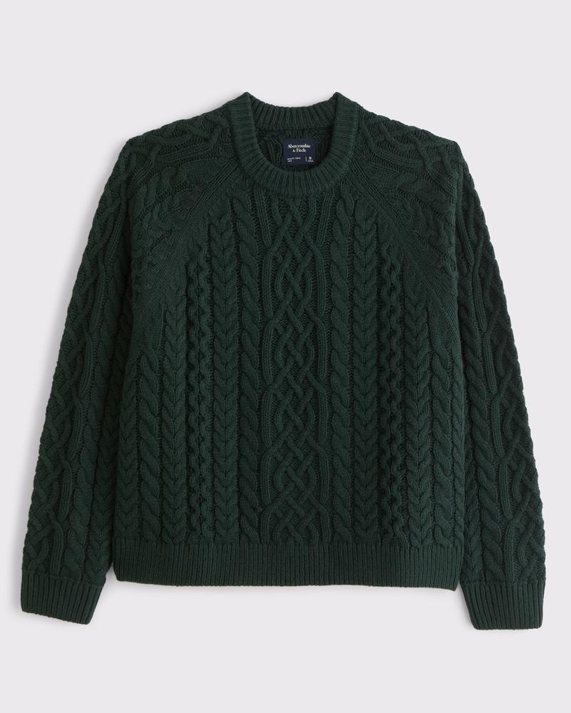 Oversized Cable Crew Sweater Product Image