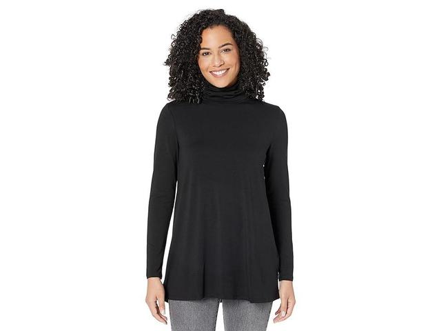 Eileen Fisher Scrunch Neck Jersey Tunic in Black at Nordstrom, Size Xx-Small Product Image