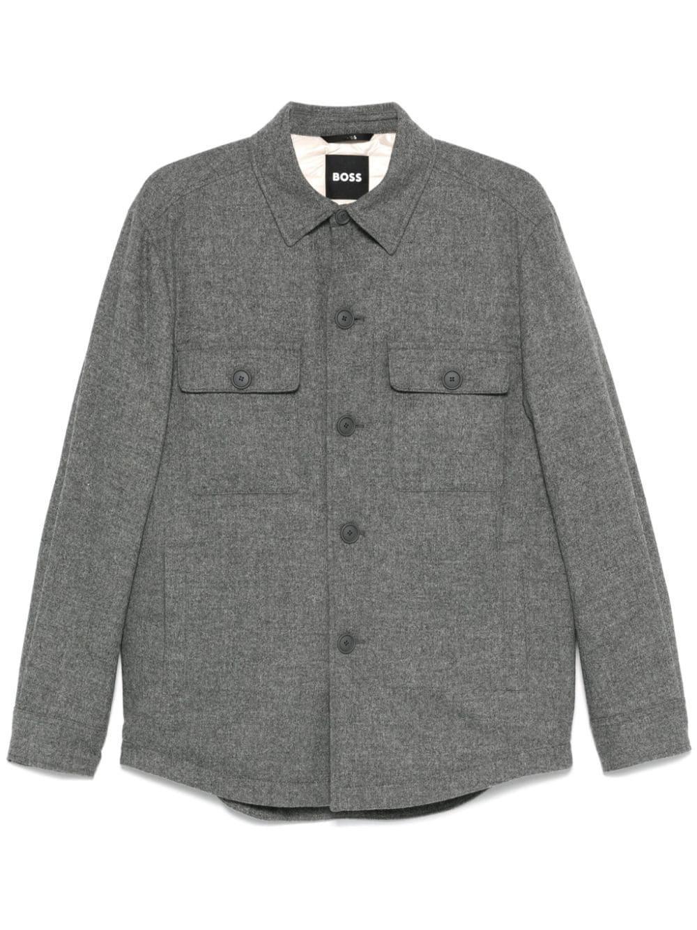 Brushed Flannel Shirt Jacket In Grey Product Image