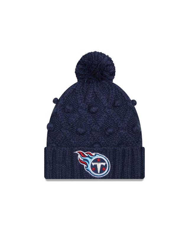 Womens New Era Tennessee Titans Toasty Cuffed Knit Hat with Pom, Blue Product Image