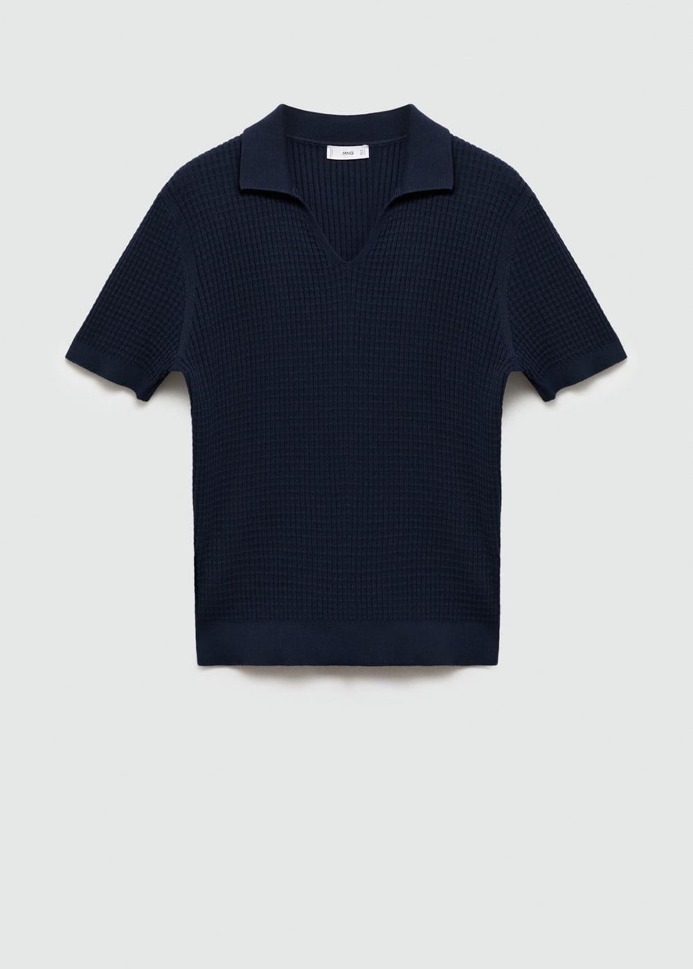 Mango Mens Ribbed Knit Polo Shirt Product Image