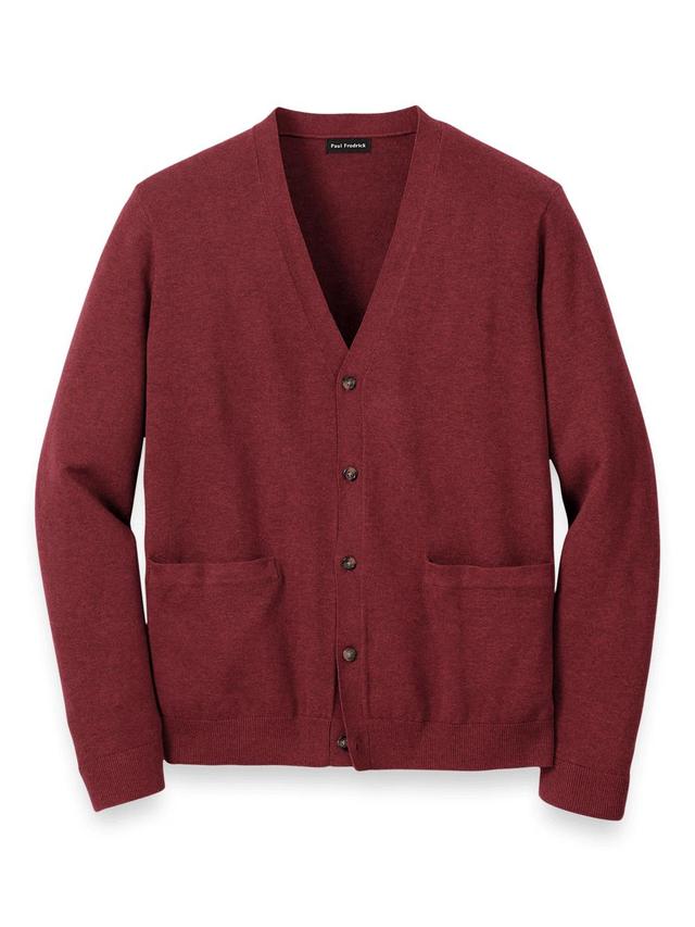 Supima Cotton Button Front Cardigan - Burgundy Product Image