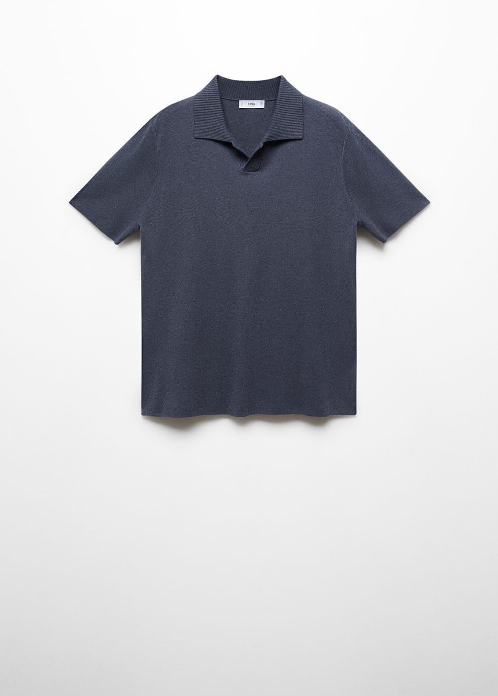 MANGO MAN - Fine knit cotton polo shirt indigo blueMen Product Image