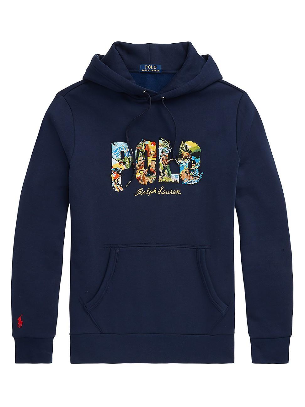 Polo Ralph Lauren Logo Fleece Hoodie (Cruise Navy) Men's Clothing Product Image