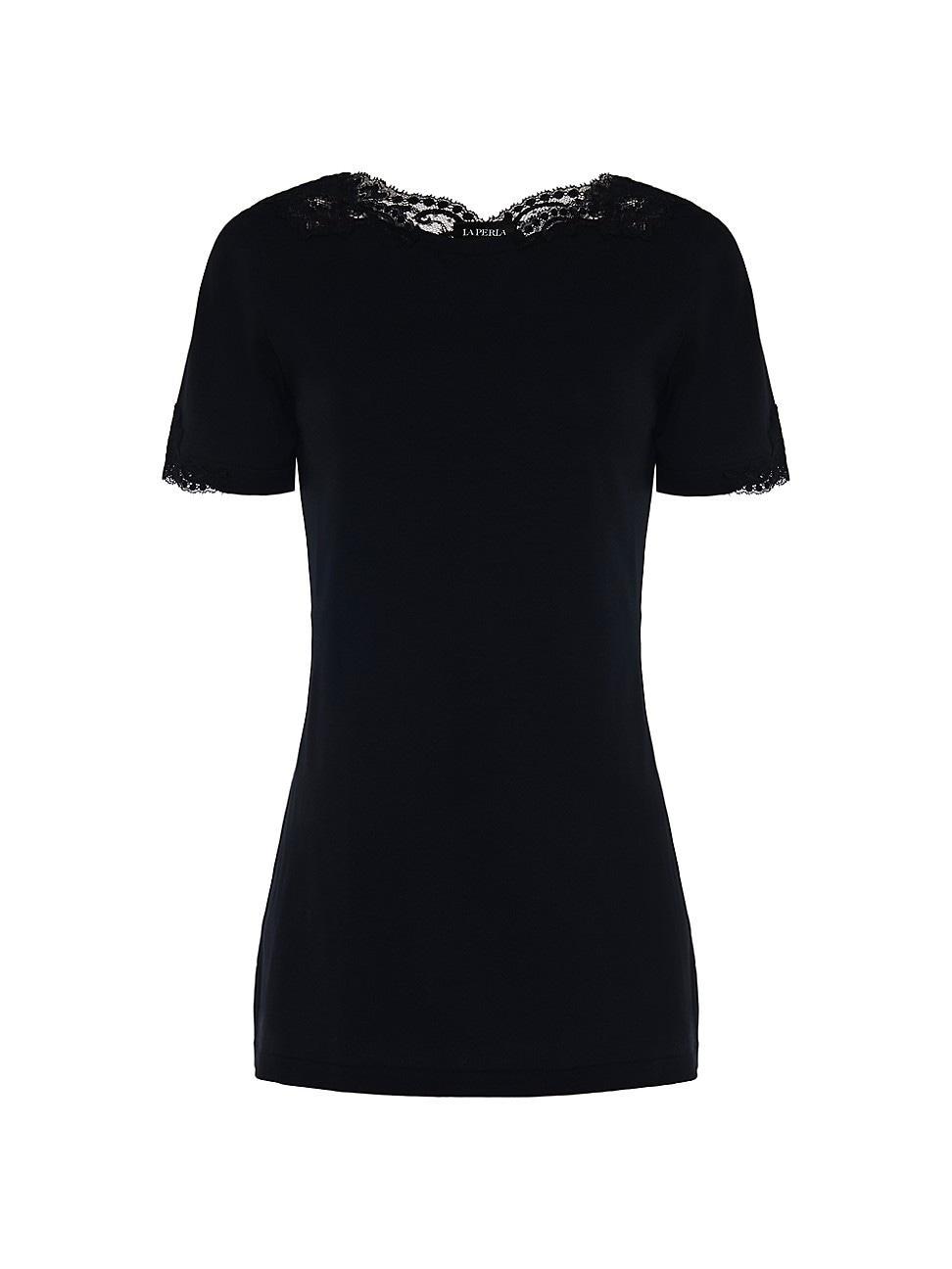 Womens Souple Lace-Trim T-Shirt Product Image