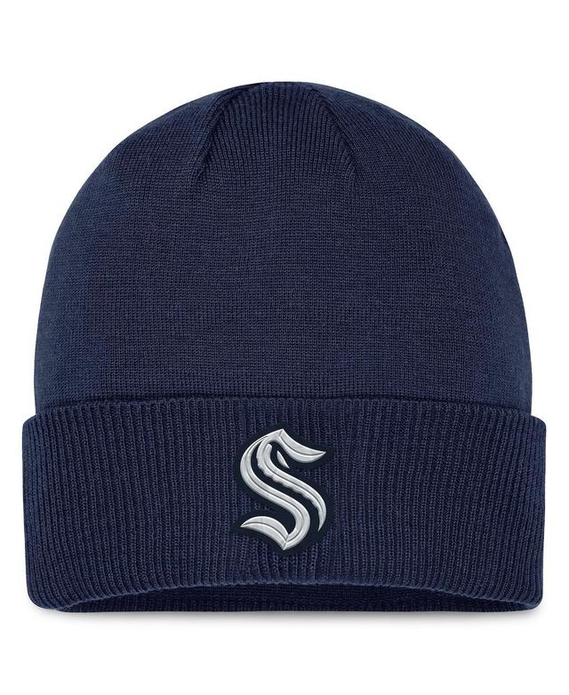 Mens Fanatics Branded  Deep Sea Blue Seattle Kraken Authentic Pro Road Metallic Cuffed Knit Hat Product Image