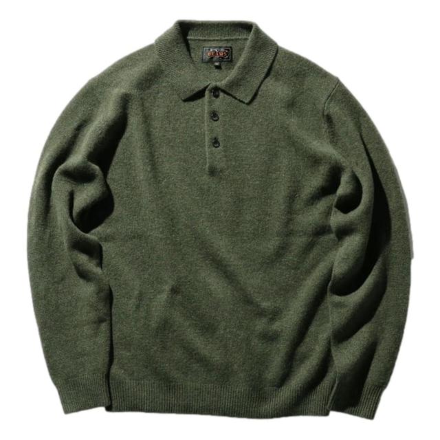 9 Gauge Knit Polo Green Product Image