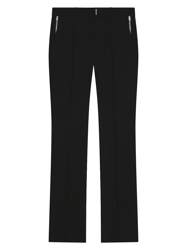 Mens Classic-Fit Pants with Darts in Technical Wool - Black - Size 32 Product Image