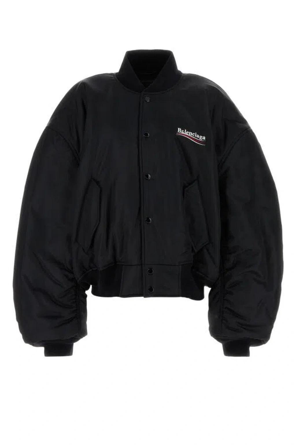 BALENCIAGA Oversized Silhouette Padded Bomber Jacket In Black Product Image