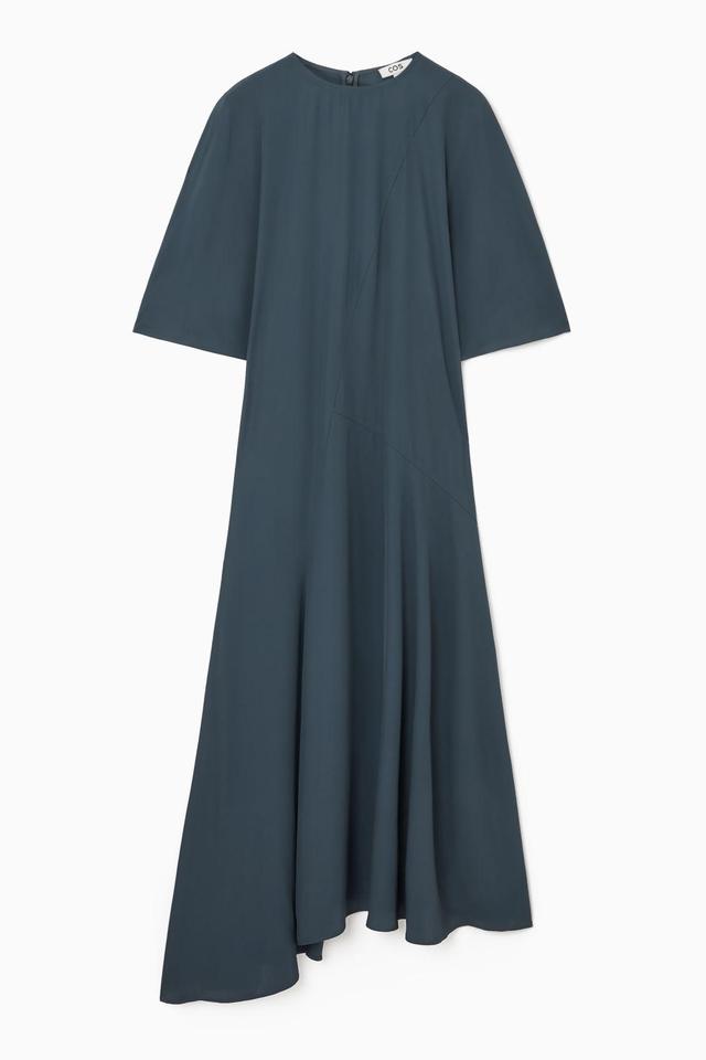 ASYMMETRIC DRAPED MIDI DRESS Product Image