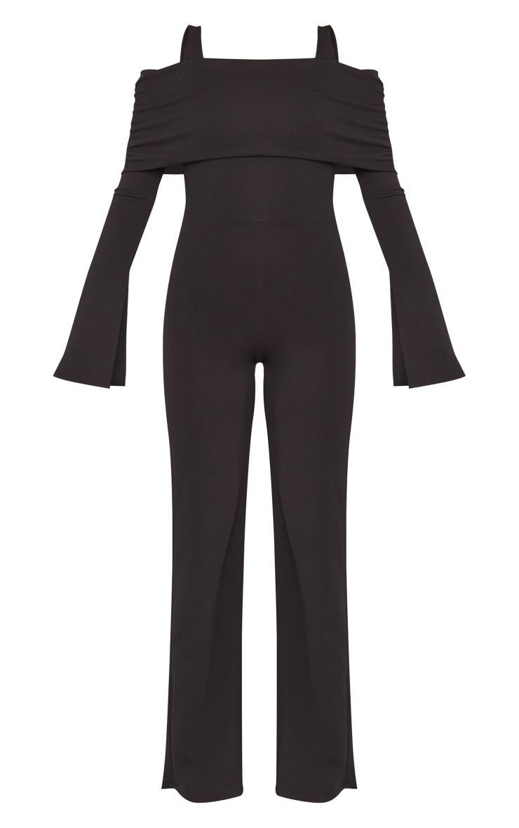 Black Off Shoulder Long Sleeve Jumpsuit Product Image