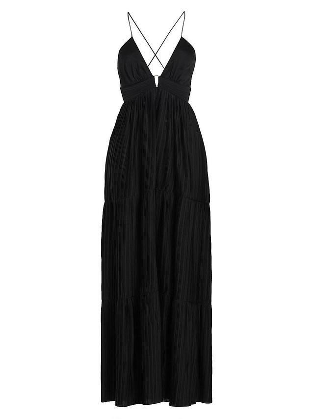 Womens Wasta Pleated Satin Pliss Maxi Dress Product Image