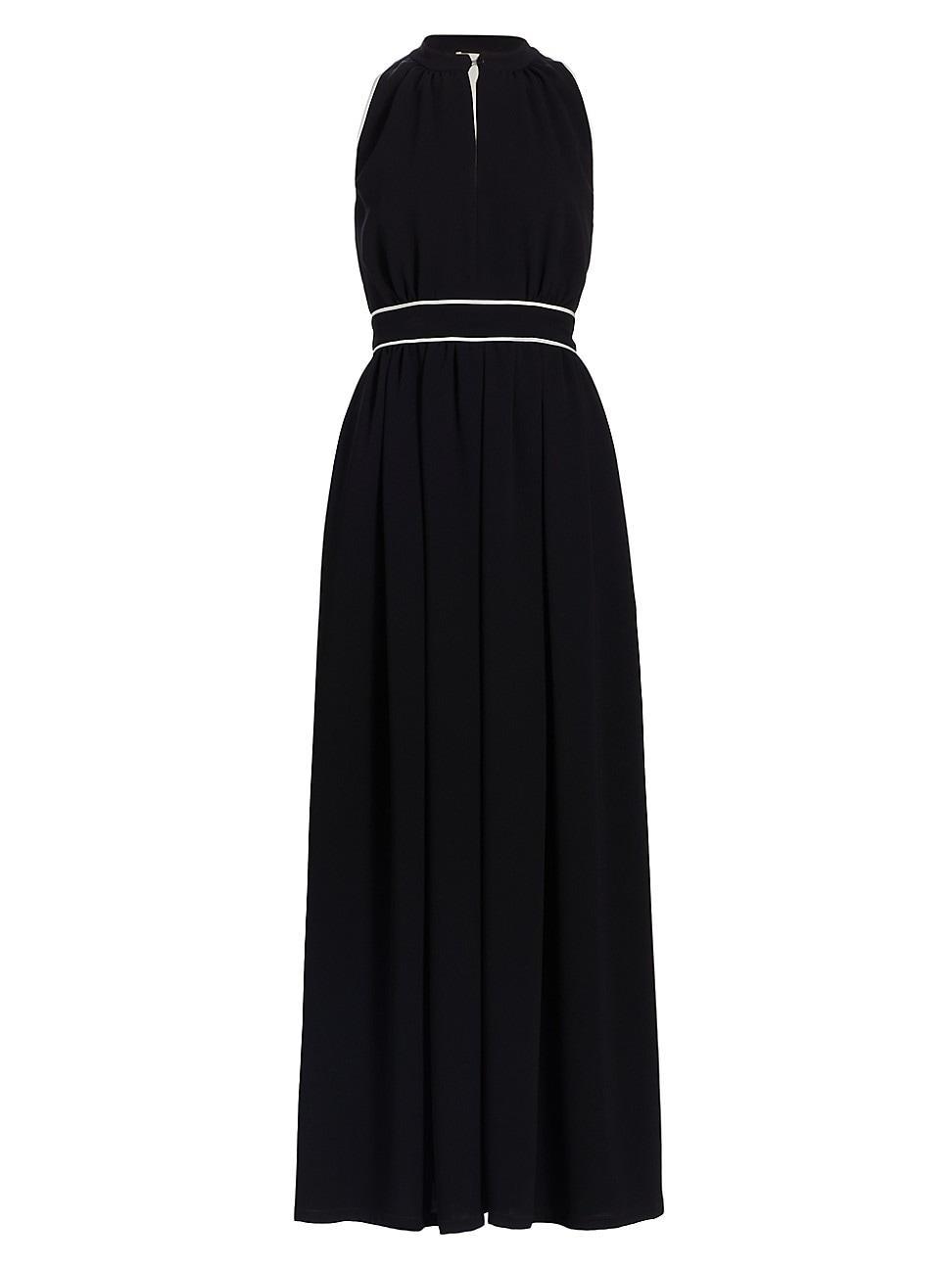 Max Mara Once Contrast Trim Crepe Halter Maxi Dress Product Image