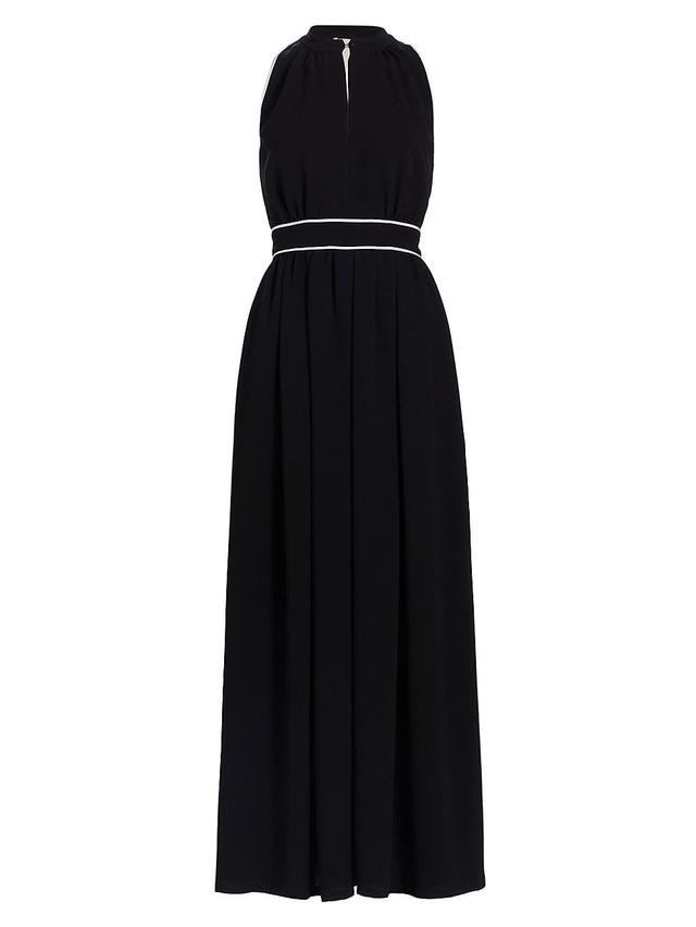 Max Mara Once Contrast Trim Crepe Halter Maxi Dress Product Image