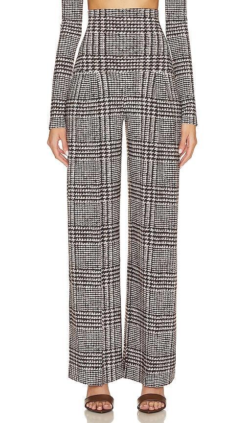 Norma Kamali High-Waist Pleat Pants (Chocolate Glenn Plaid Tweed) Women's Casual Pants product image