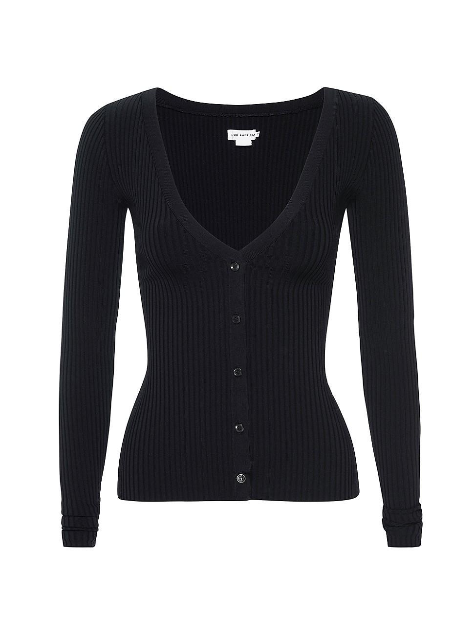 Womens Shine Rib V-Neck Cardigan Product Image