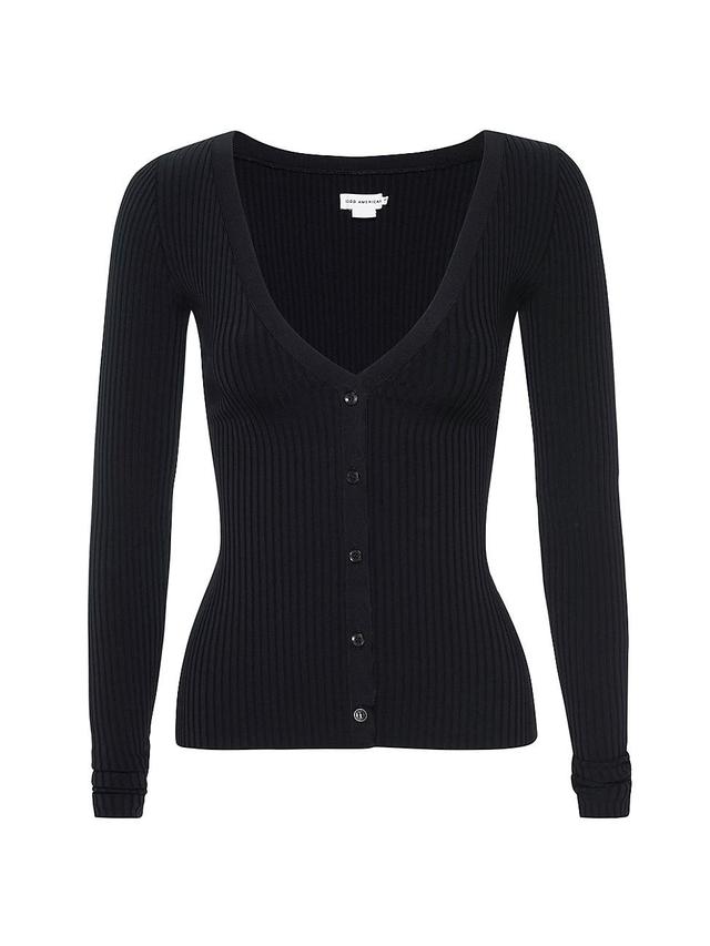 Womens Shine Rib V-Neck Cardigan Product Image