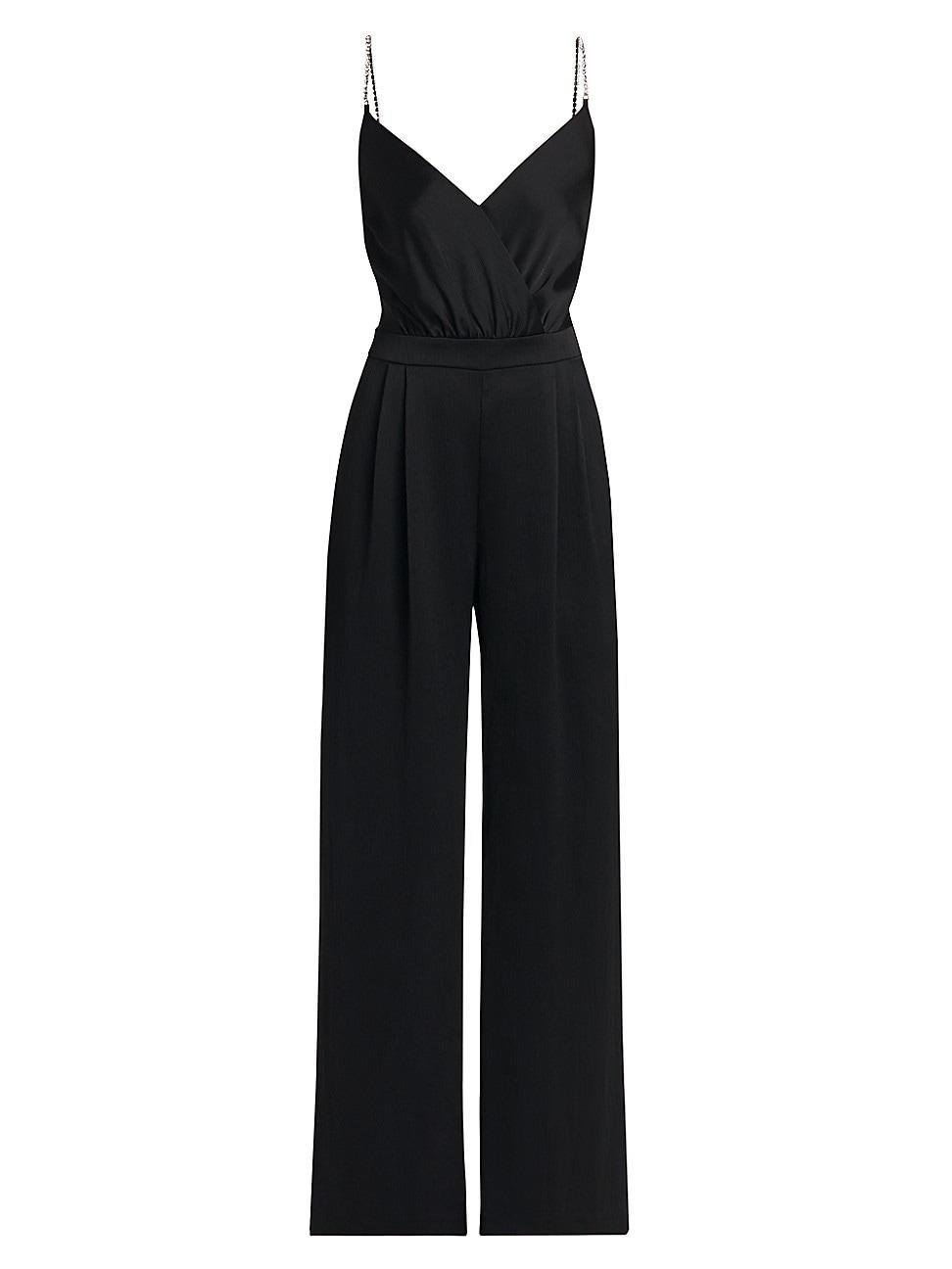 Womens Crystal-Strap Satin Jumpsuit Product Image