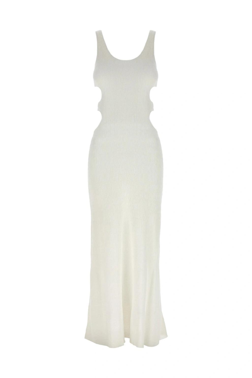 Cutout Crinkled Silk-blend Maxi Dress In White Product Image