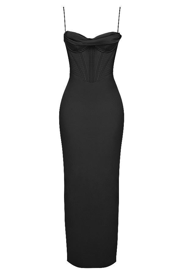 Charmaine Black Corset Maxi Dress Product Image