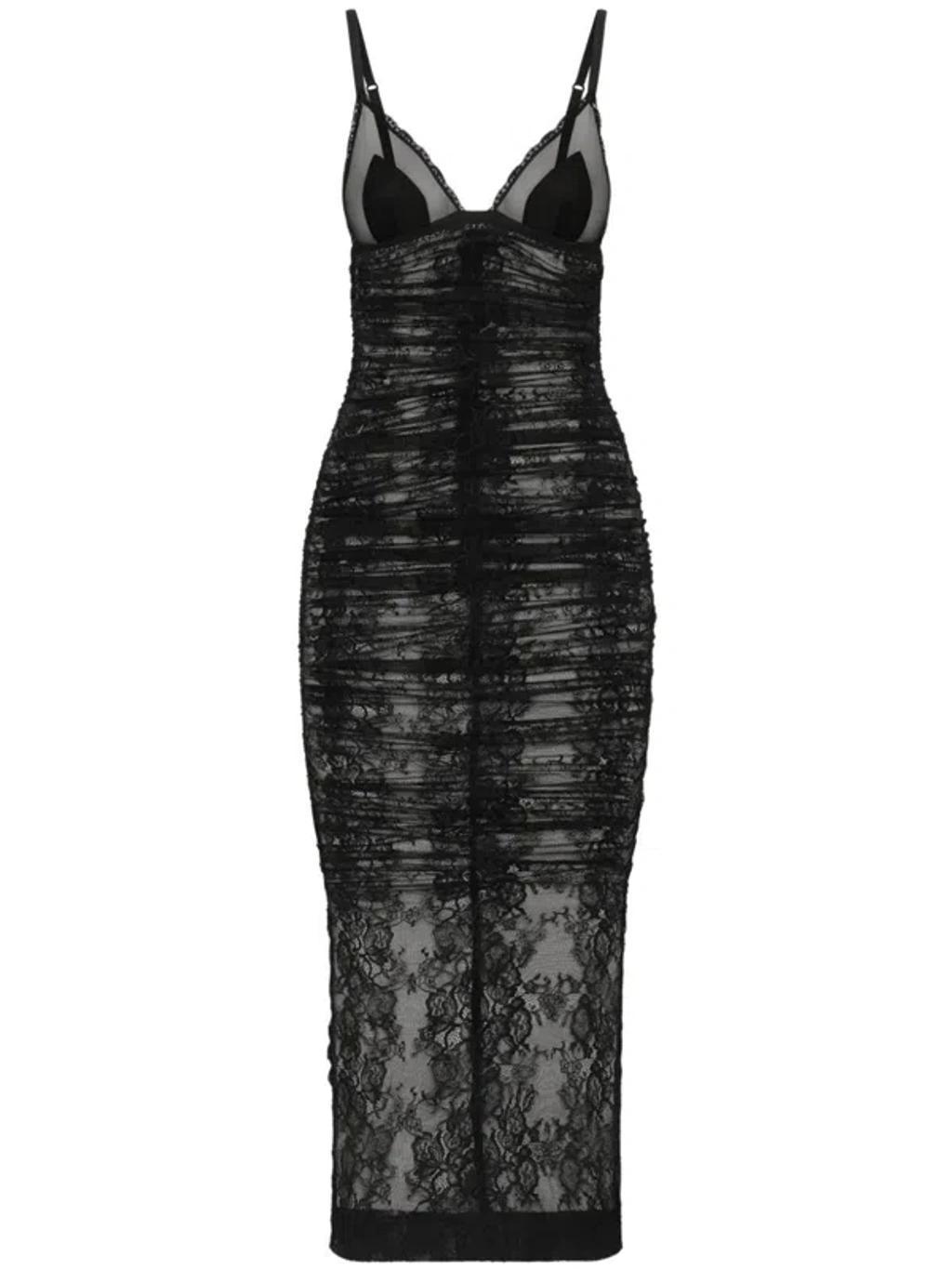 Kleid Aus Chantilly-spitze In Black Product Image