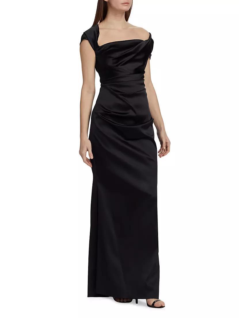 Stretch Satin Duchesse Off-The-Shoulder Gown Product Image