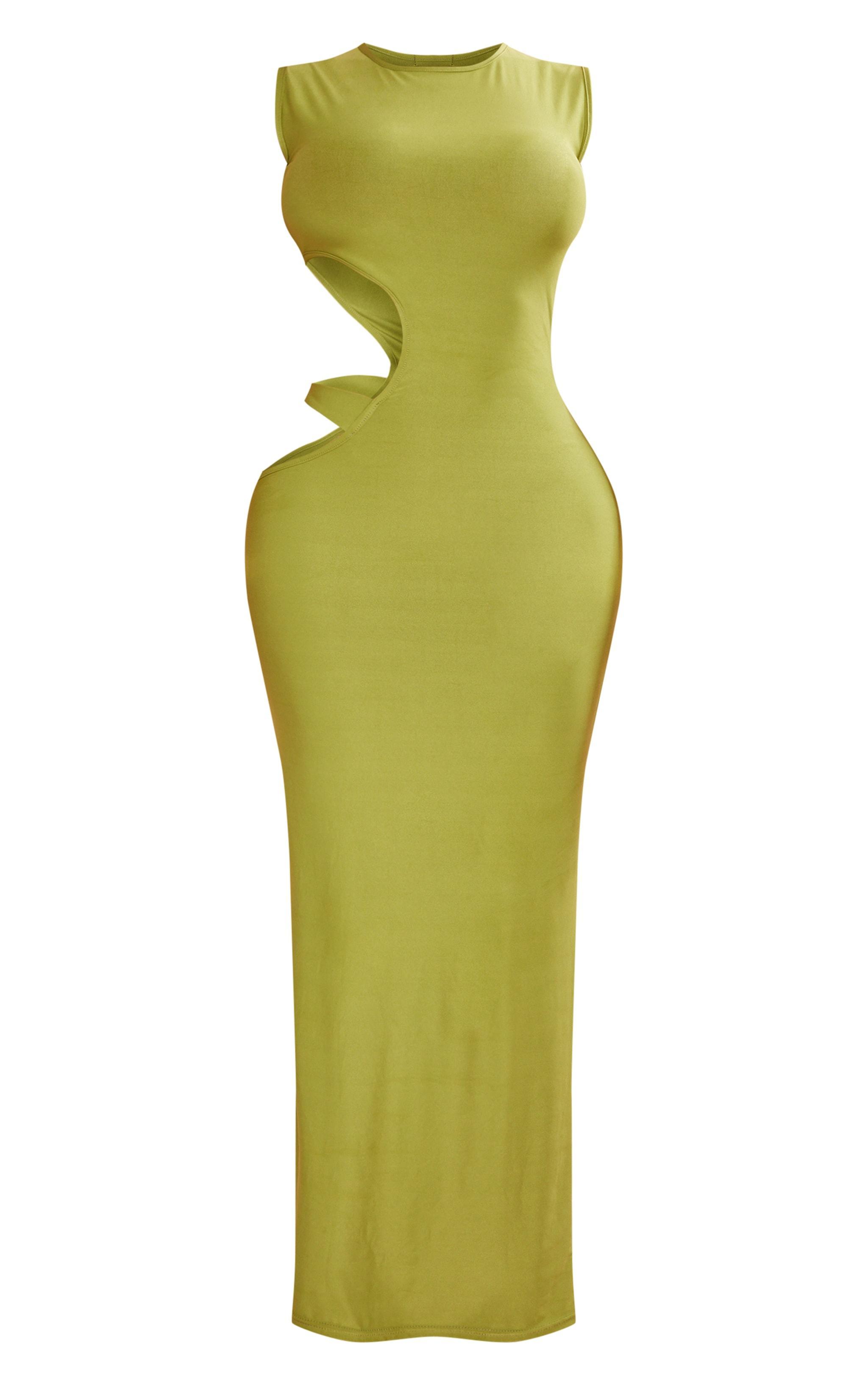 Shape Olive Slinky Sleeveless Cut Out Side Maxi Dress Product Image