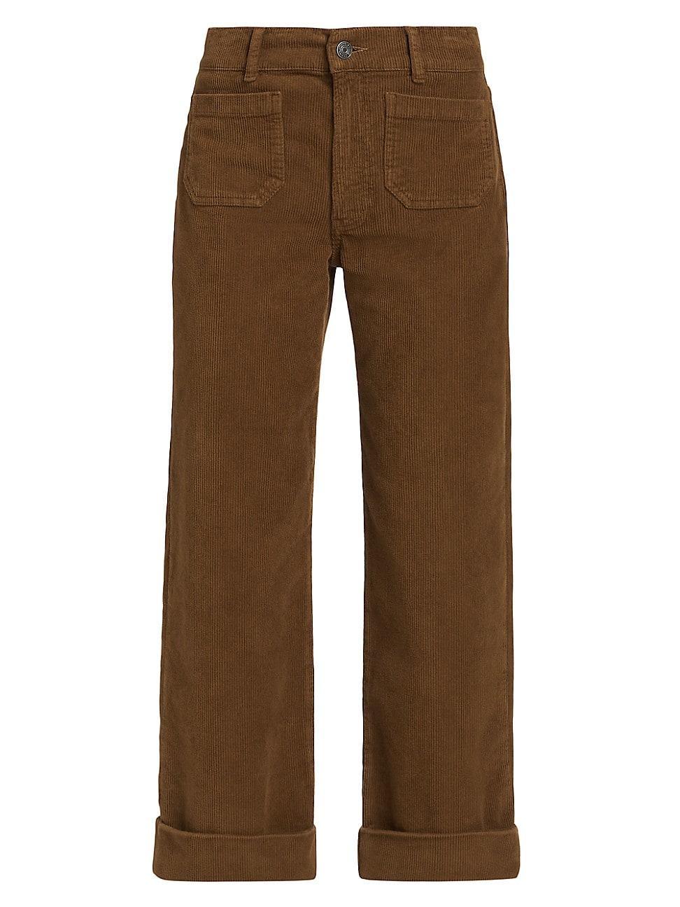 Womens Cropped Corduroy Wide-Leg Pants Product Image