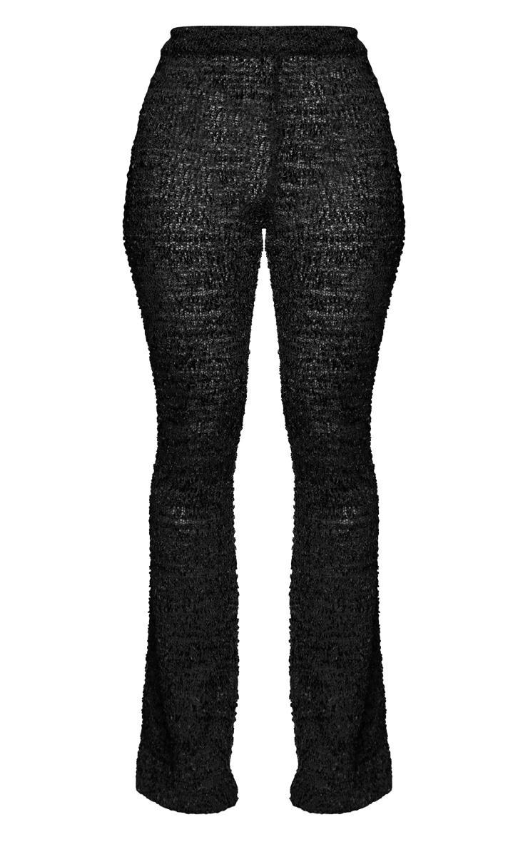  Black Bobble Knit Flared Pants Product Image