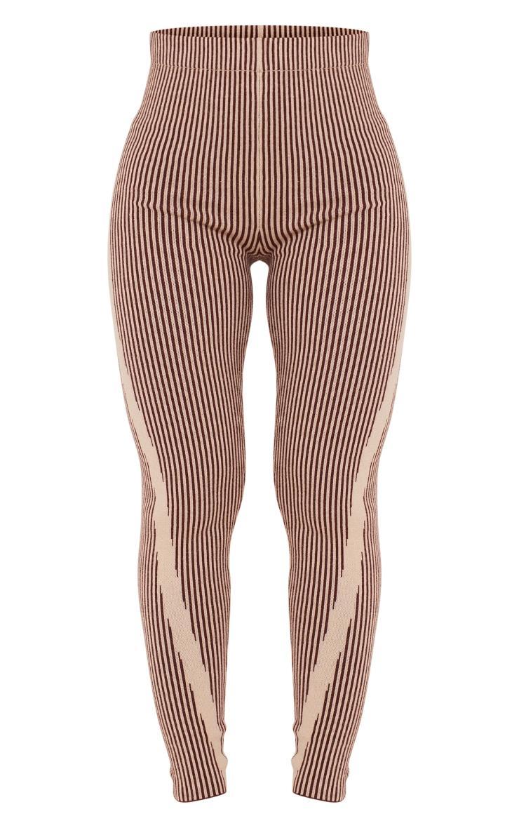  Chocolate Two Tone High Waist Knit Leggings Product Image