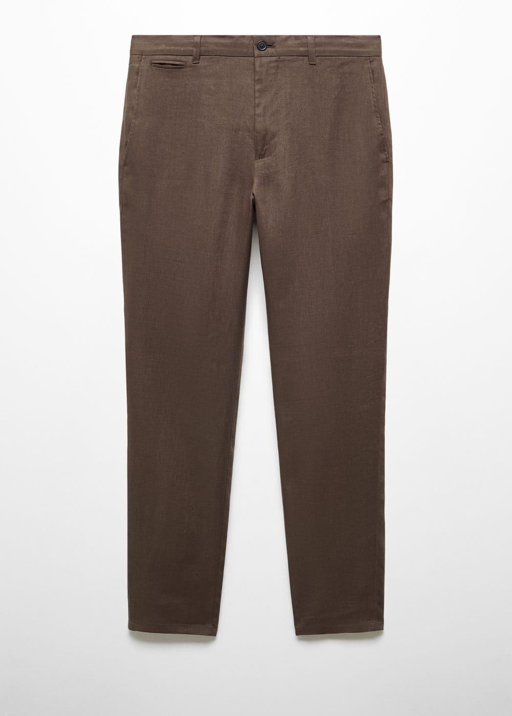 MANGO MAN - Slim-fit 100% linen pants chocolateMen Product Image