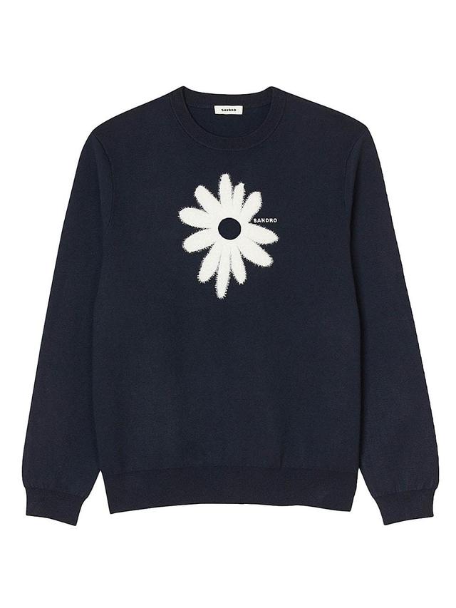 Mens Jacquard Flower Jumper Sweater Product Image