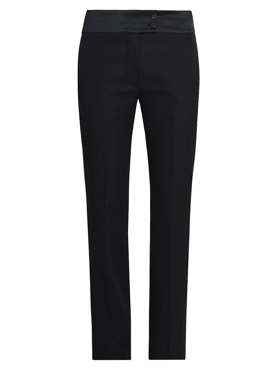 Satin-Panel Bootcut-Leg Crepe Pants Product Image