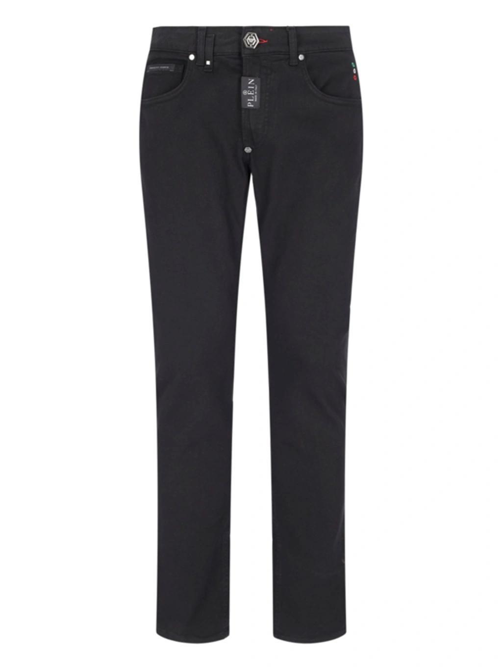 Denim Trousers Straight Hexagon Jeans In Black Product Image