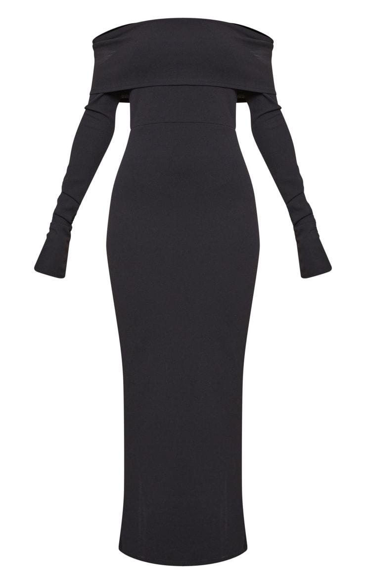 Black Fold Detail Ruched Sleeve Maxi Dress Product Image